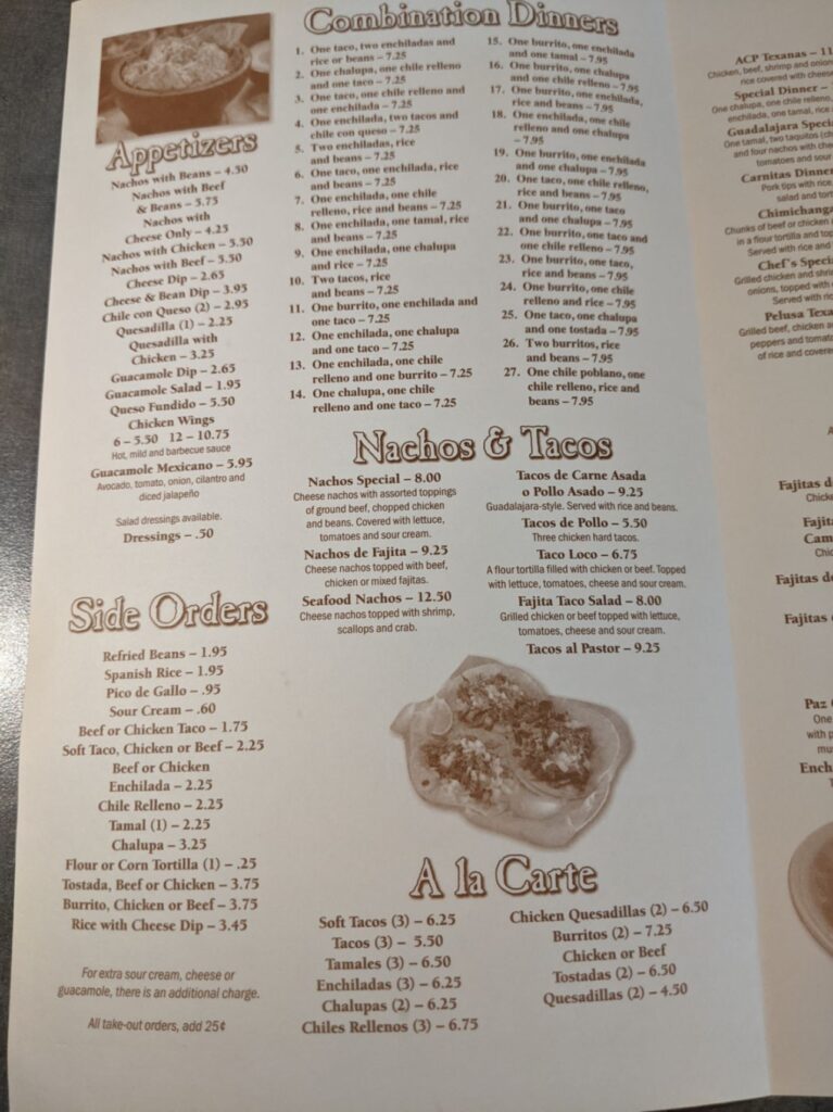 Pancho Villa Menu 2